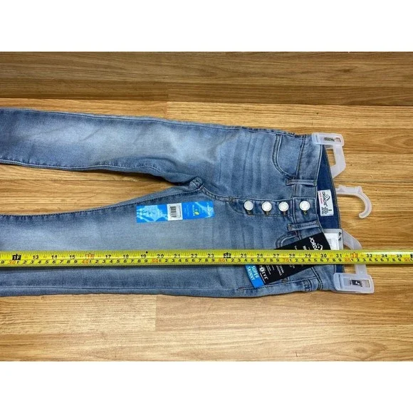 Jordache Girls Super Skinny Stretch Blue Jeans Buttons Up Size: 8 Regular - Picture 6 of 7